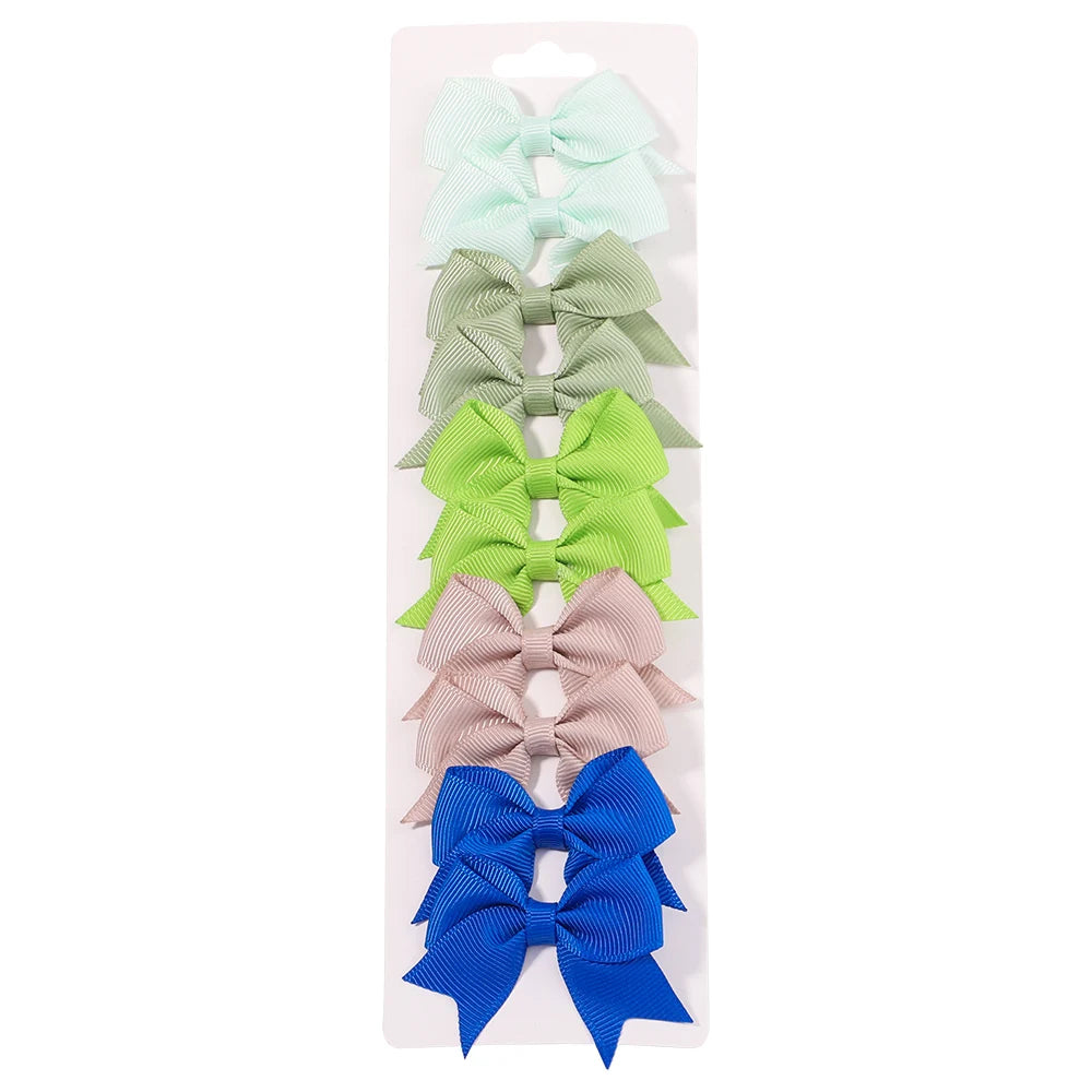 Pinces à cheveux avec nœud papillon en ruban solide, 10 pièces/ensemble, jolies Barrettes faites à la main pour bébés filles, couvre-chef, accessoires pour enfants