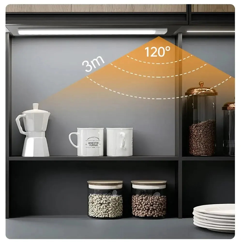 Éclairage intérieur ultra-fin à détecteur de mouvement LED sans fil USB sous les meubles de cuisine, de chambre et d'armoire. Idéal pour les meubles de cuisine, de chambre et d'intérieur