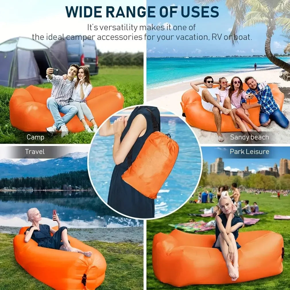 Canapé gonflable paresseux d'extérieur portable, canapé gonflable pliable pour le camping, mobilier d'extérieur, chaise longue gonflable