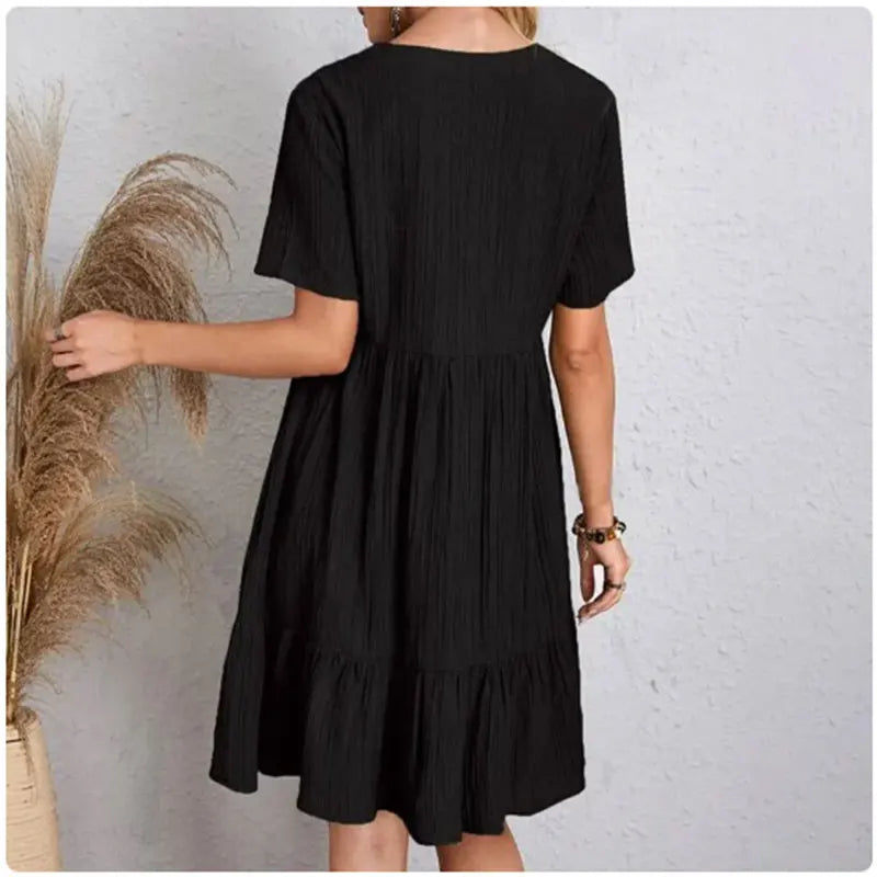 Robes péplum d'été pour femmes, col en v, manches courtes, taille ample, à volants, coupe évasée, robes de vocation, printemps