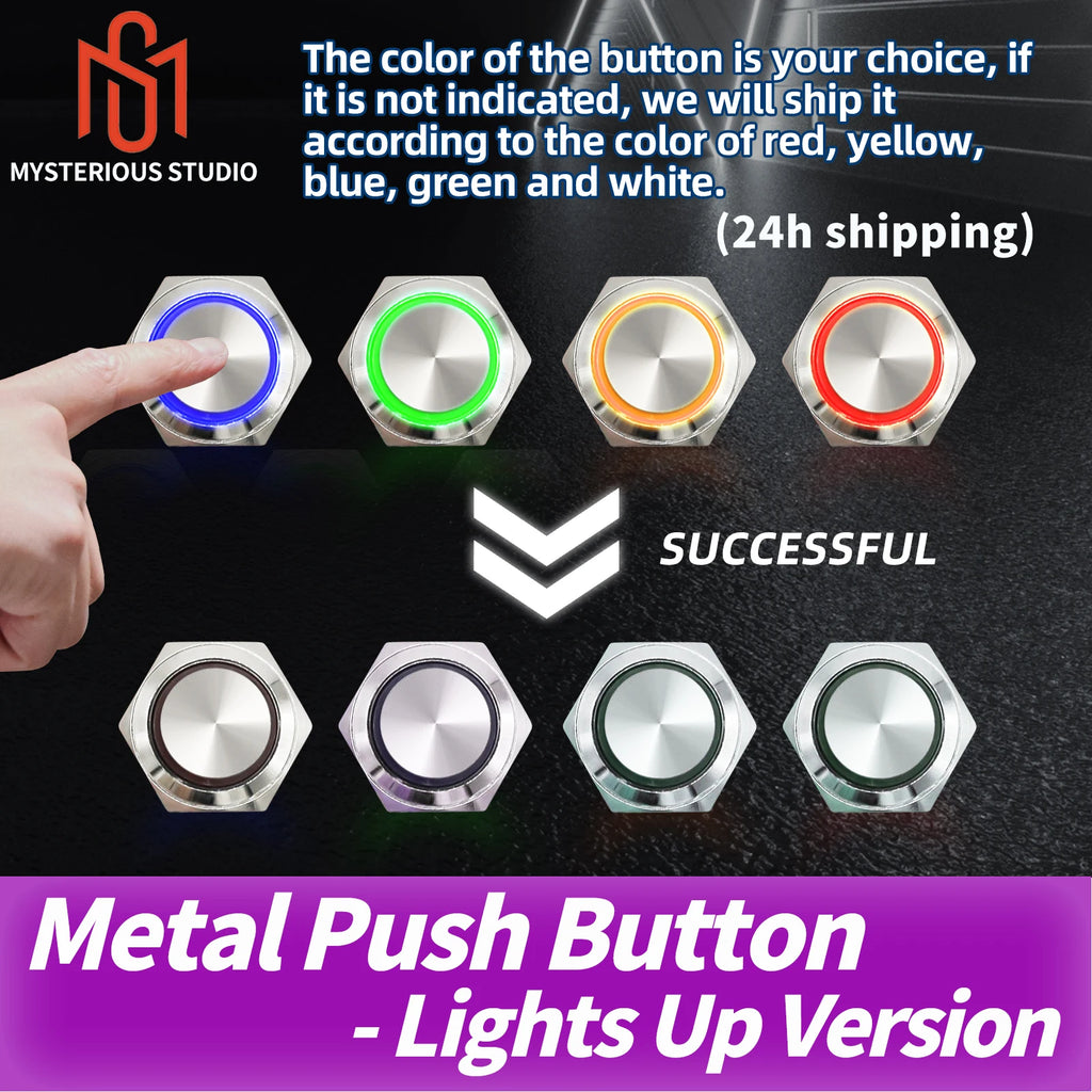 Accessoires pour escape game Mystery Studio : interrupteur à bouton métallique lumineux, 5 couleurs, versions lumineuses