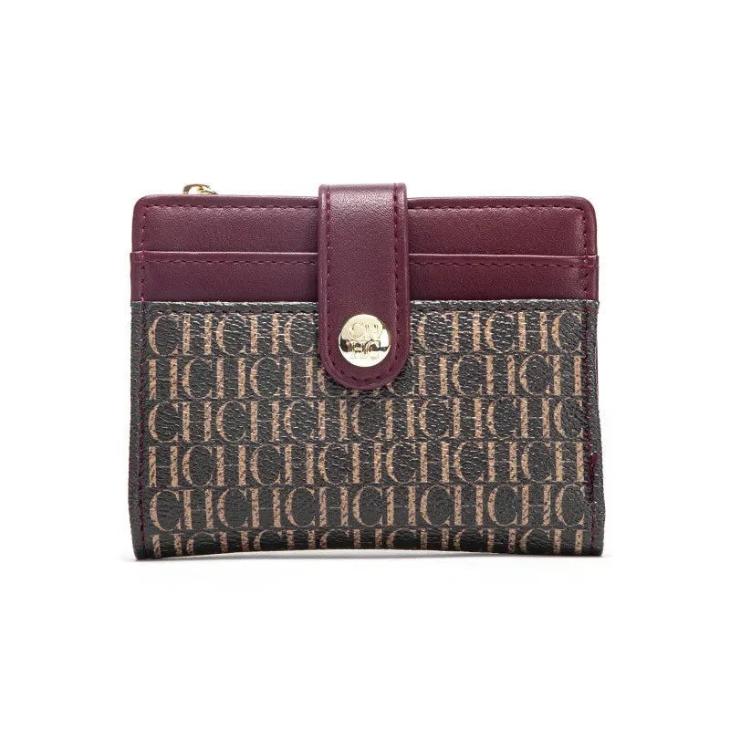 Luxury Brand Classic Retro Square Design Card Case Fashion Button Classic Folding Money Clip Compact Lightweight Luxury Women