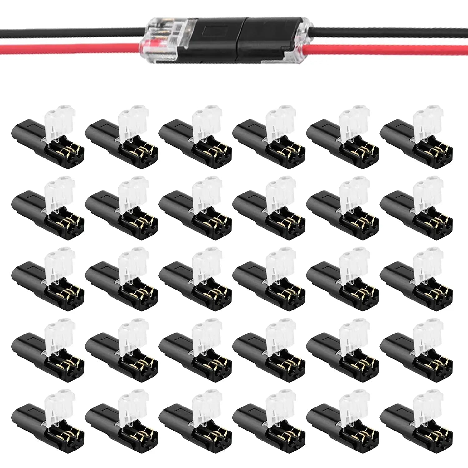 10/20/30/40/50 connecteurs de fils LED enfichables, bornes de fils compactes universelles à 2 broches et 2 voies, aucun dénudage de fils requis