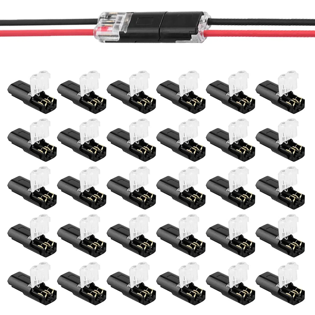 10/20/30/40/50 connecteurs de fils LED enfichables, bornes de fils compactes universelles à 2 broches et 2 voies, aucun dénudage de fils requis