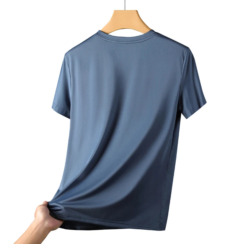 CHRLCK T-shirts de course à séchage rapide pour hommes respirant randonnée pêche T-shirts élasticité douce Sports de plein air chemise courte été
