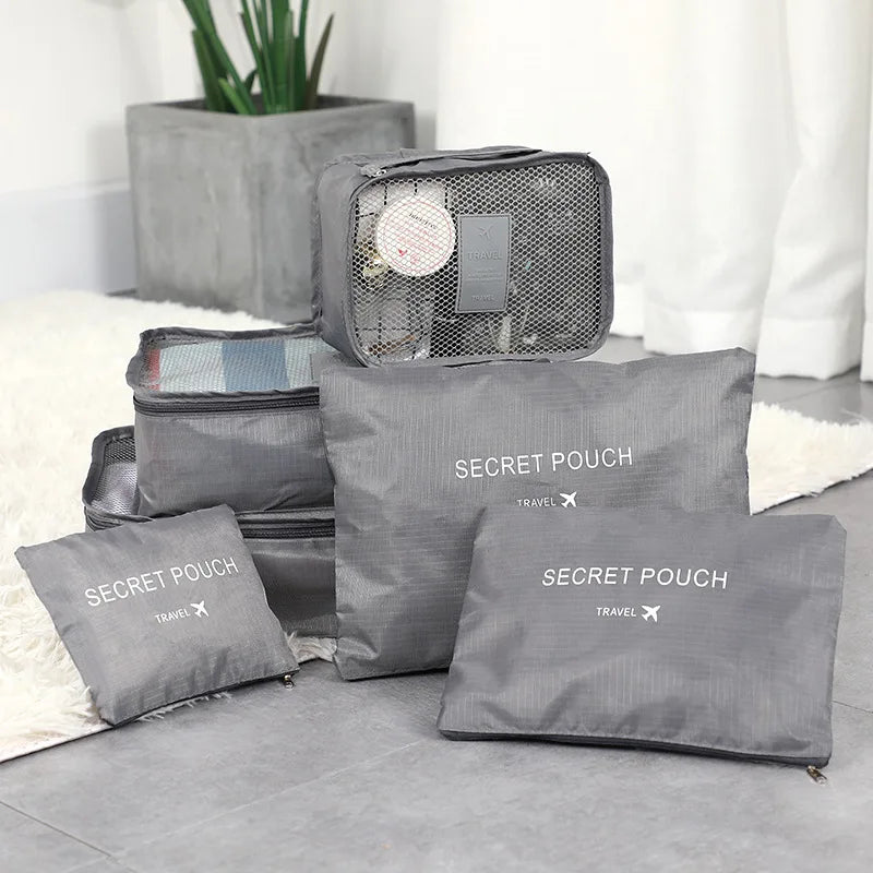 6pcs Set Travel Storage Bags Suitcase Packing Set Storage Cases Portable Luggage Organizer Clothes Shoe Foldable Organizer