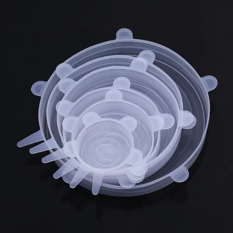 Lot de 6 couvercles extensibles en silicone, réutilisables et résistants, pour la conservation des aliments dans les bols