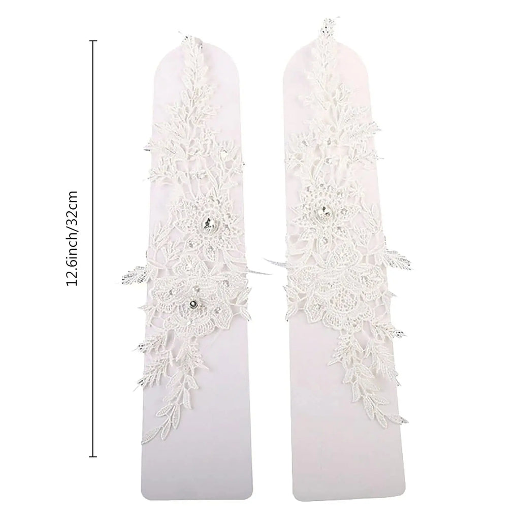 Gants de mariage longs en dentelle et cristal, sans doigts, à motif floral ivoire, pour la mariée