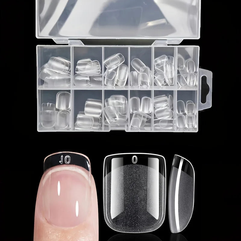 120 capsules d'ongles à pression à couverture complète, forme stiletto, amande, carrée, cercueil, française, faux ongles en gel à tremper, capsules
