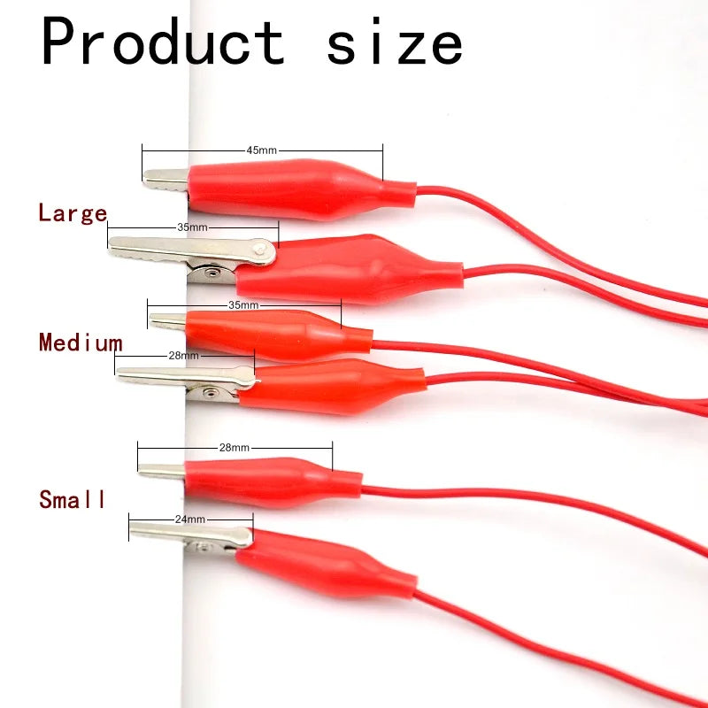 10pcs Colorful Alligator Clips Electric DIY Small Battery Power Cord Sheath Double Head Test Clamp 28mm 35mm 45mm 50cm