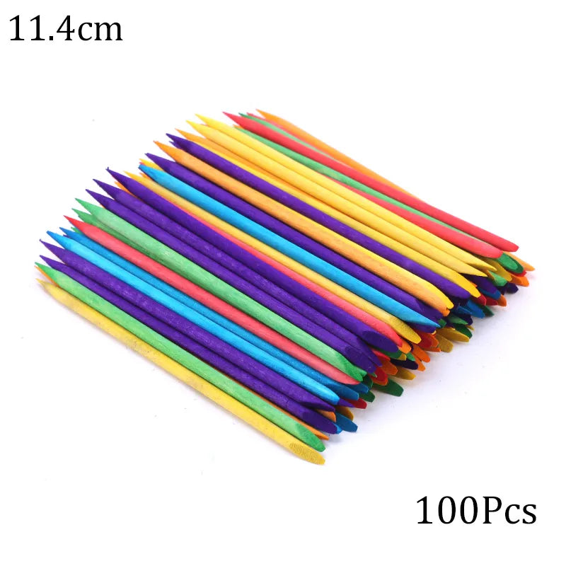 100/50 pièces Bâtonnets en bois d'oranger pour nail art, repousse-cuticules, dissolvant de strass et de points, outils de manucure et pédicure