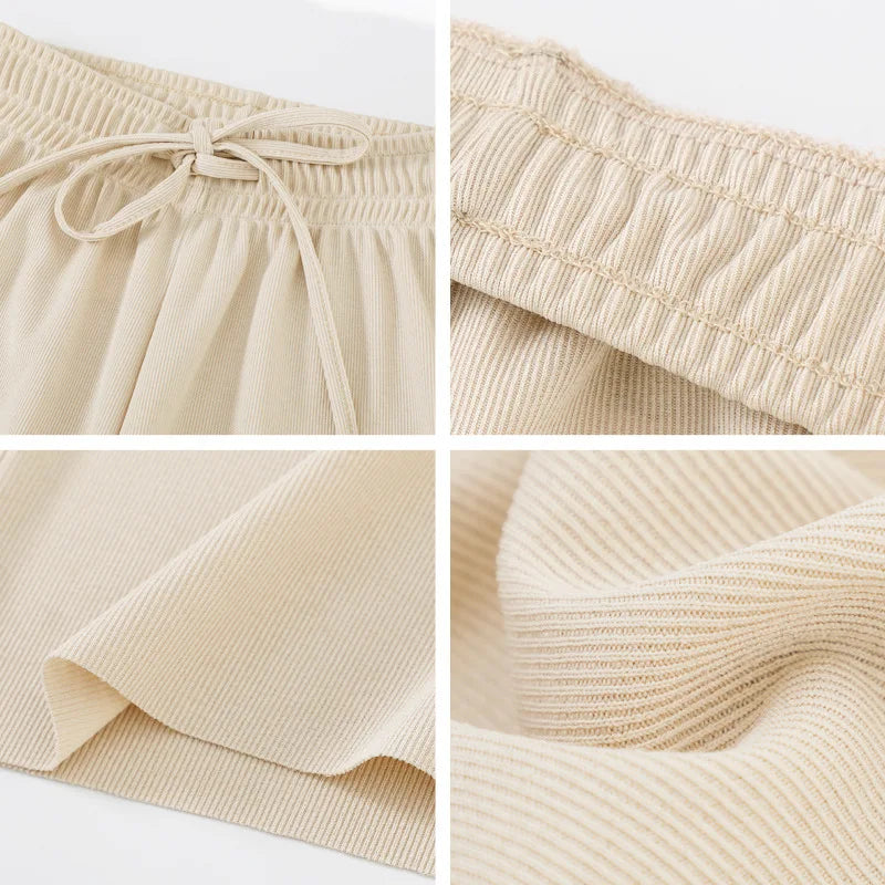 Pantalon à jambes larges pour femmes, longueur cheville, décontracté, couleur unie, taille élastique, ample, en soie glacée, printemps été