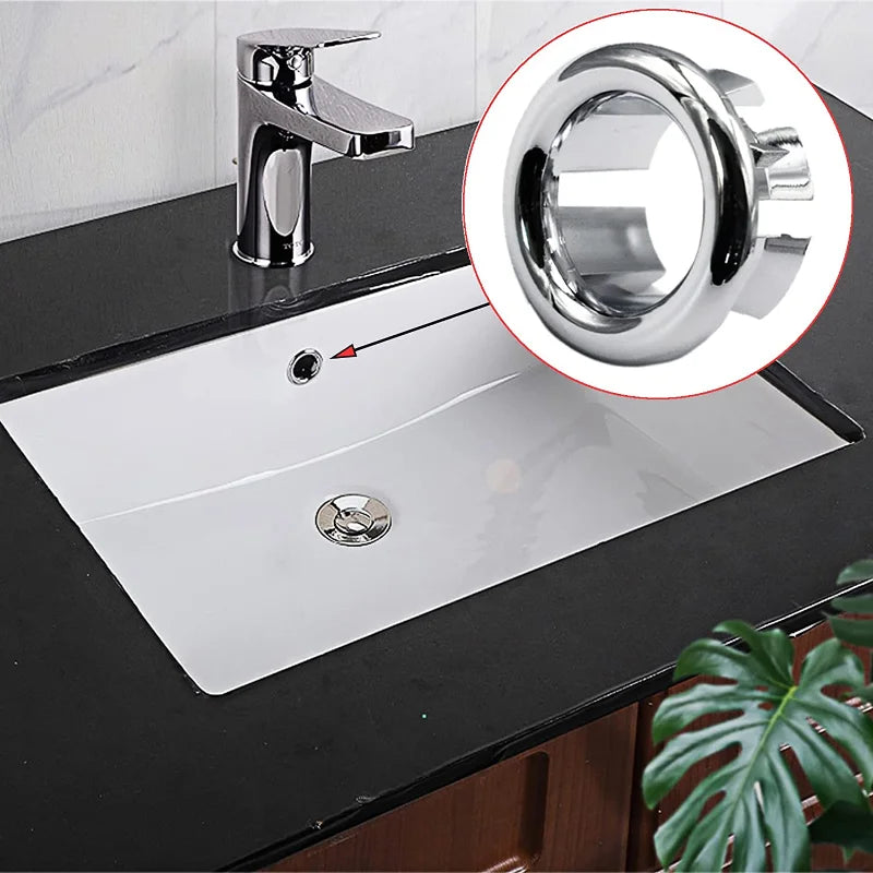 Couvercle de trop-plein de trou d'évier en plastique, pour cuisine, salle de bains, garniture de lavabo, bouchon de vidange de bain, lavabo rond, anneau de débordement, 4 pièces