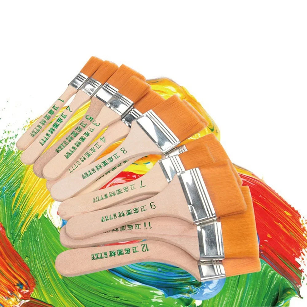 Ensemble de 12 pinceaux en nylon - Poils synthétiques de haute qualité pour acrylique, huile, aquarelle, dessin et fournitures artistiques