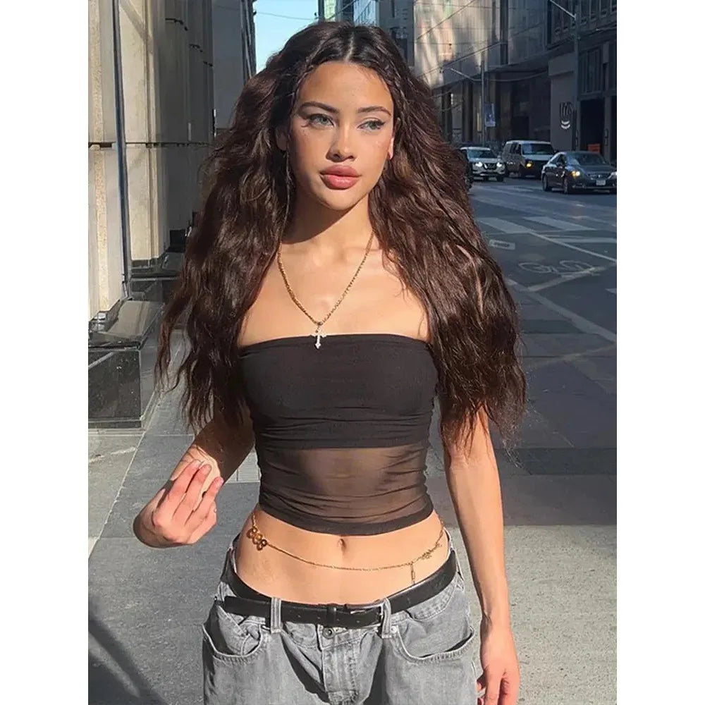 Mode fille chaude coupe ajustée gilet Bandeau décolleté Style décontracté tenue quotidienne haut nouveau haut en maille Bandeau Style haut pour femmes