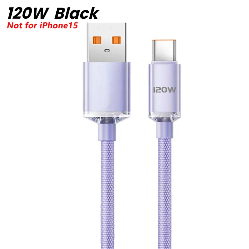 Câble USB C NNBILI 120W Super PD chargeur rapide câble C à C pour iPhone 15 16 Samsung Xiaomi Huawei cordon de données de charge rapide