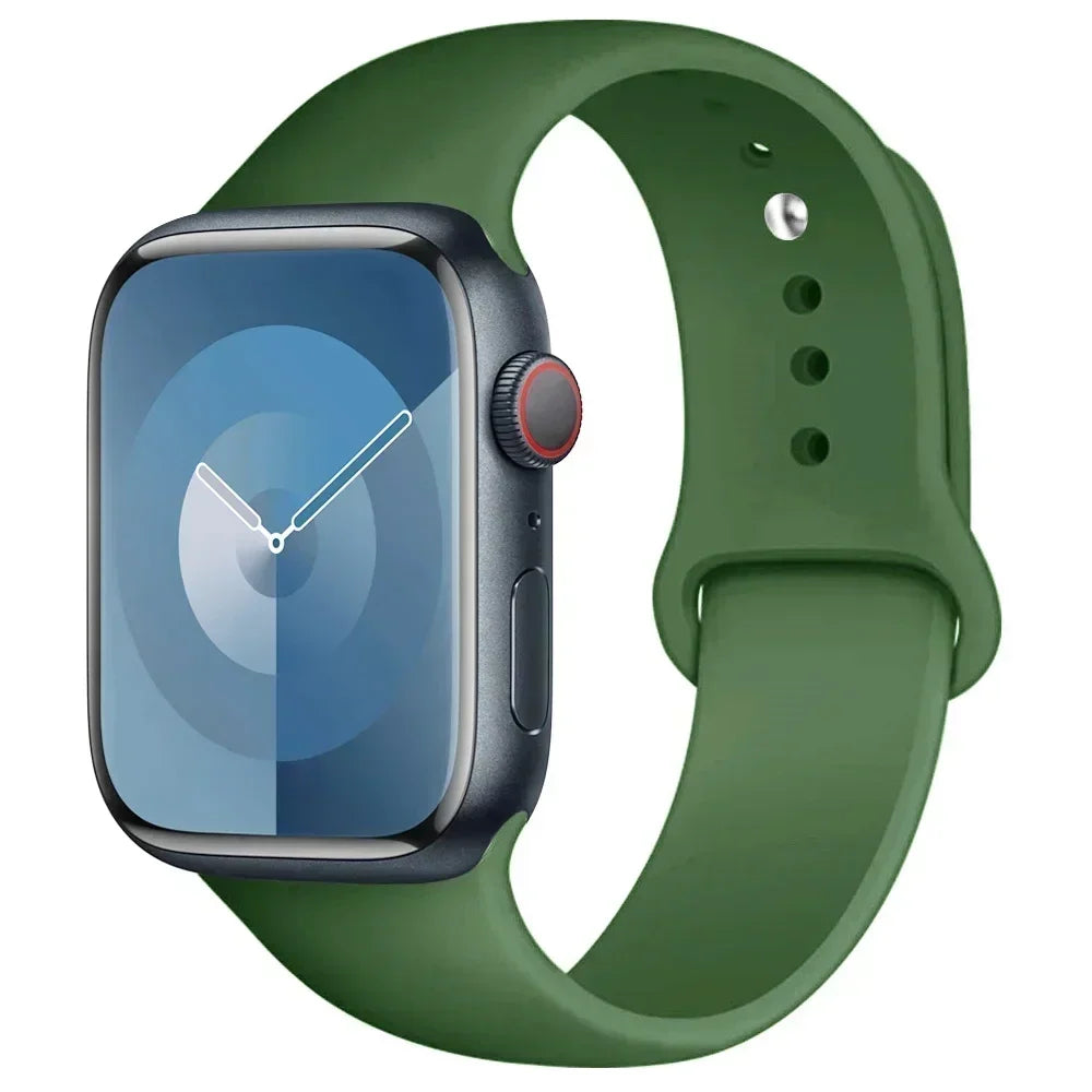 Bracelet en Silicone pour Apple Watch, 44mm 45mm 40mm 41mm 42-46mm, bracelet de sport iwatch série 8 7 6 5 4 9 10 11 SE-Ultra 2/3 49mm