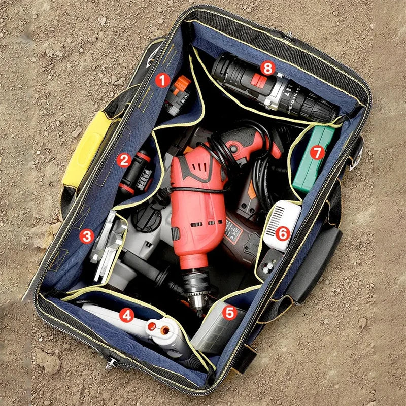 Sac à outils multifonctionnel grande capacité en toile Oxford imperméable et résistante à l'usure, idéal pour la réparation et le rangement d'outils