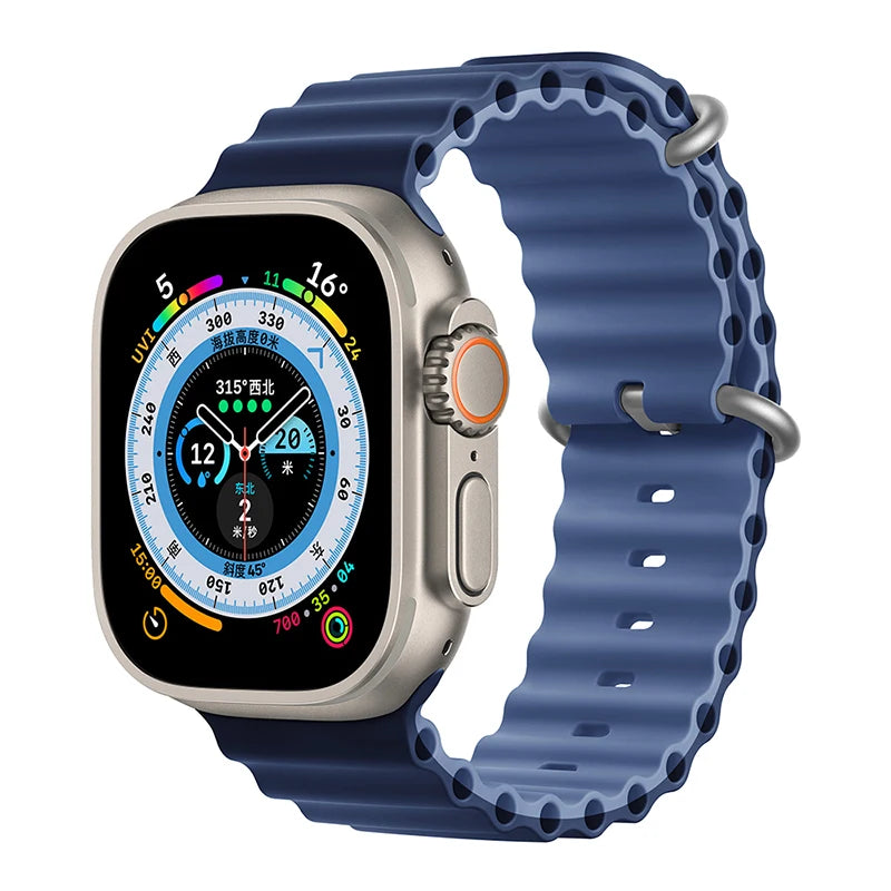 Bracelet océan en Silicone pour bracelets de montre Apple 45mm 46mm 40mm Ultra 2 49mm 44mm 41mm 38-42mm bracelet de sport série 10 9 8 7 6 5 4 SE
