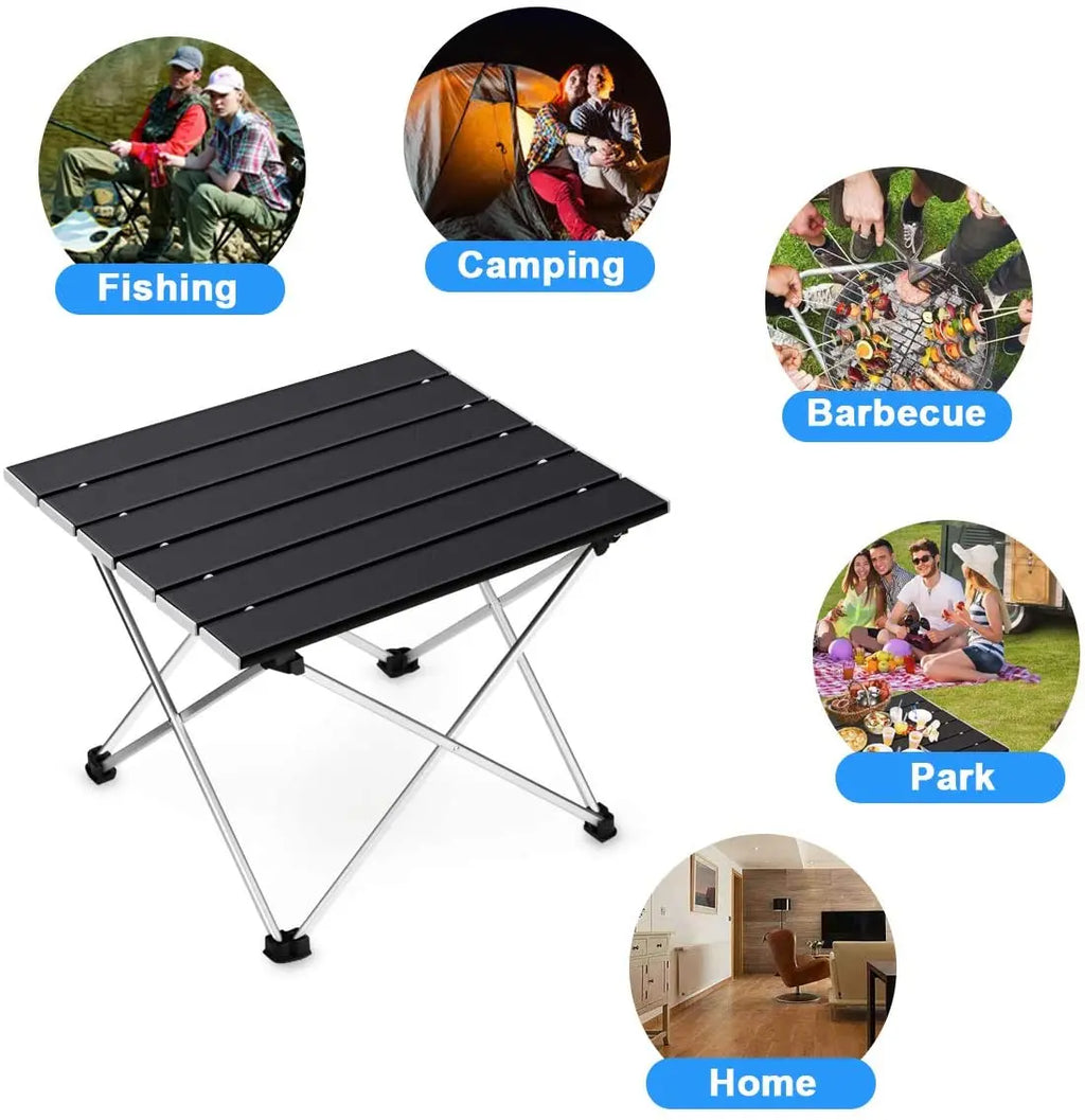 Table de camping pliante ultralégère et portable, idéale pour les repas en plein air, en alliage d'aluminium haute résistance, pour les fêtes dans le jardin, les pique-niques et les barbecues.