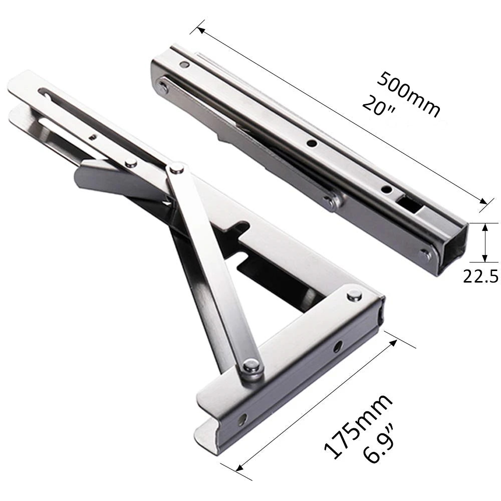 Support d'étagère triangulaire pliable robuste (lot de 2) en acier inoxydable, fixation murale ou sur table ou établi.