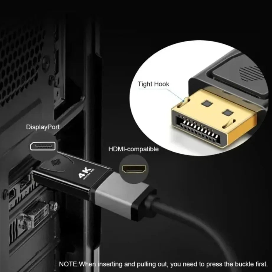 DisplayPort to HDMI-Compatible Adapter 4K/1080P DP to HDMI Adapter Male to Female Video Audio Converter For PC Laptop Projector