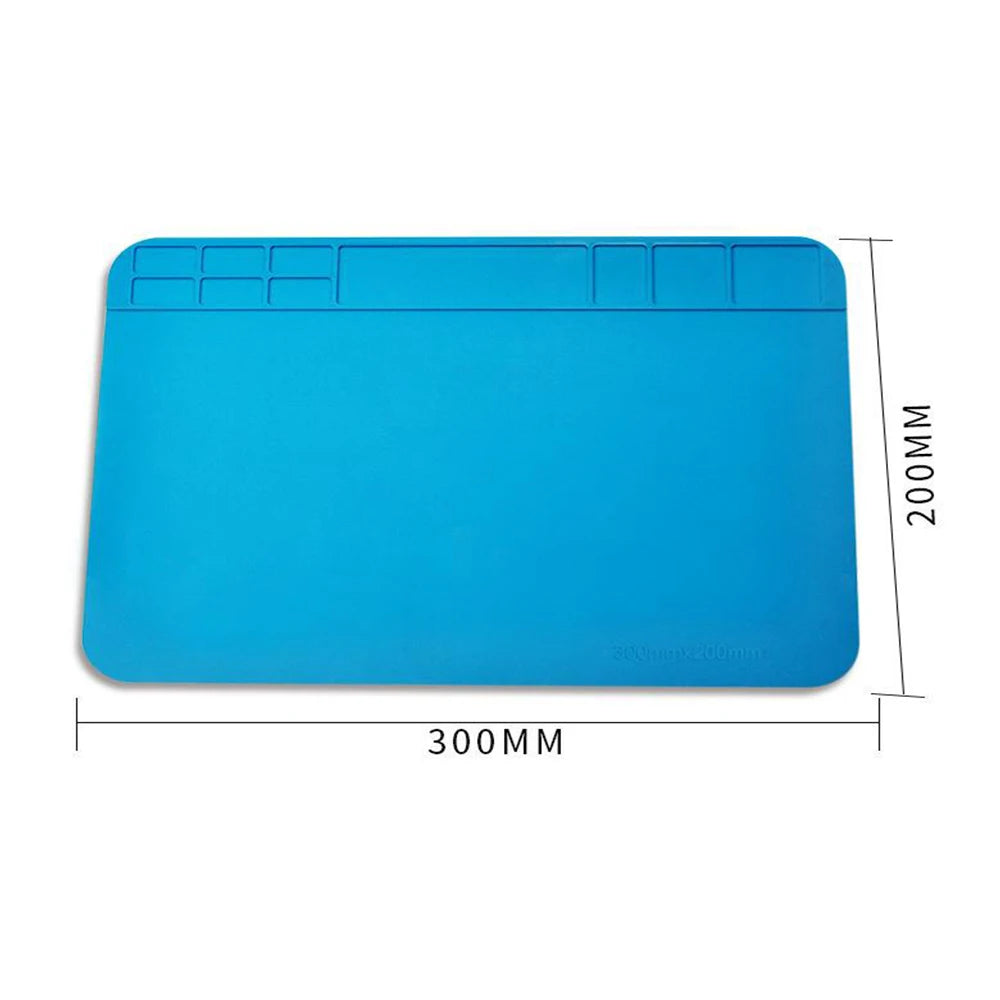 Ansiki 300x200mm Tampon de travail de soudage de réparation Tampon en silicone résistant aux hautes températures ESD antistatique étanche pour kit d'outils de réparation