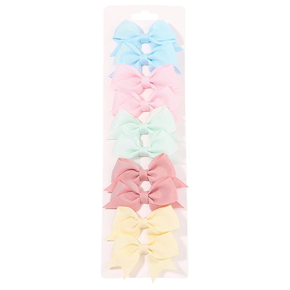 Pinces à cheveux avec nœud papillon en ruban solide, 10 pièces/ensemble, jolies Barrettes faites à la main pour bébés filles, couvre-chef, accessoires pour enfants