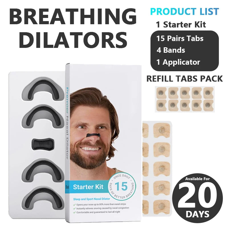 Kit de démarrage de dilatateurs respiratoires nasaux magnétiques, 15/30 jours, pour améliorer la qualité du sommeil, bande buccale Anti-ronflement