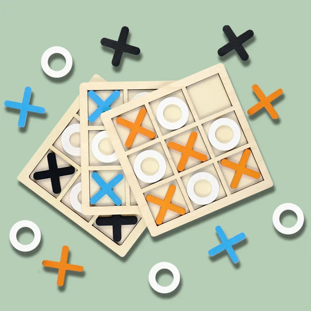 Jeu de morpion en bois XO, mini-échiquier interactif, puzzle d'entraînement, jouet éducatif Montessori, cadeau pour enfants (garçons et filles)