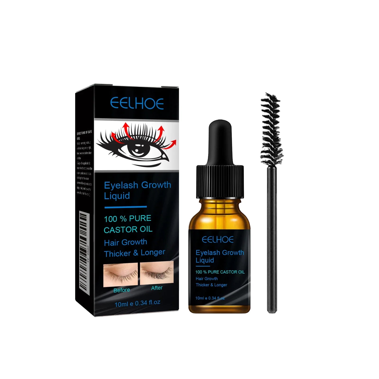 Sérum liquide hydratant à l'huile de ricin naturelle pour la croissance des sourcils, épaississants et fins, pour extensions de cils. Produit de maquillage féminin