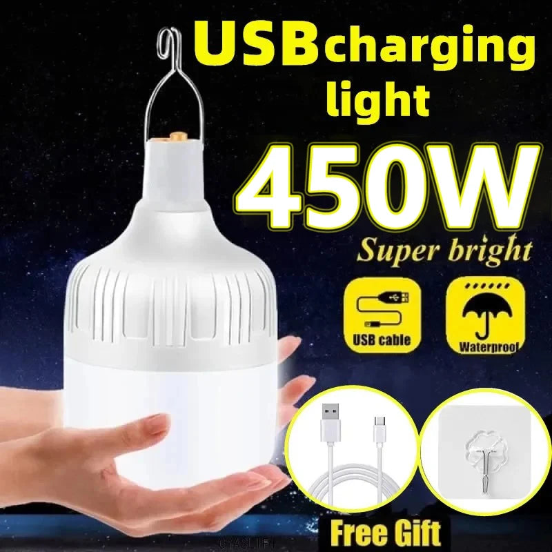 Lanternes portables haute puissance LED rechargeables par USB lumières de secours crochet tentes de camping en plein air lanterne éclairage lampe de poche ampoule