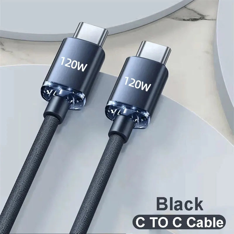 Câble USB C NNBILI 120W Super PD chargeur rapide câble C à C pour iPhone 15 16 Samsung Xiaomi Huawei cordon de données de charge rapide