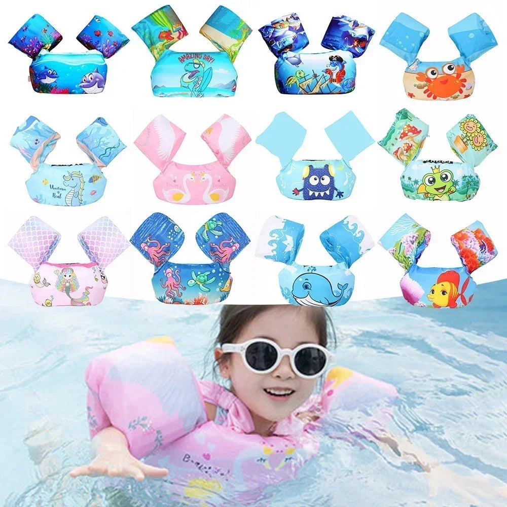 Gilet de sauvetage pour bébé avec manches rondes et motifs de dessin animé, combinaison de sécurité aquatique pour enfants, jouet de croissance