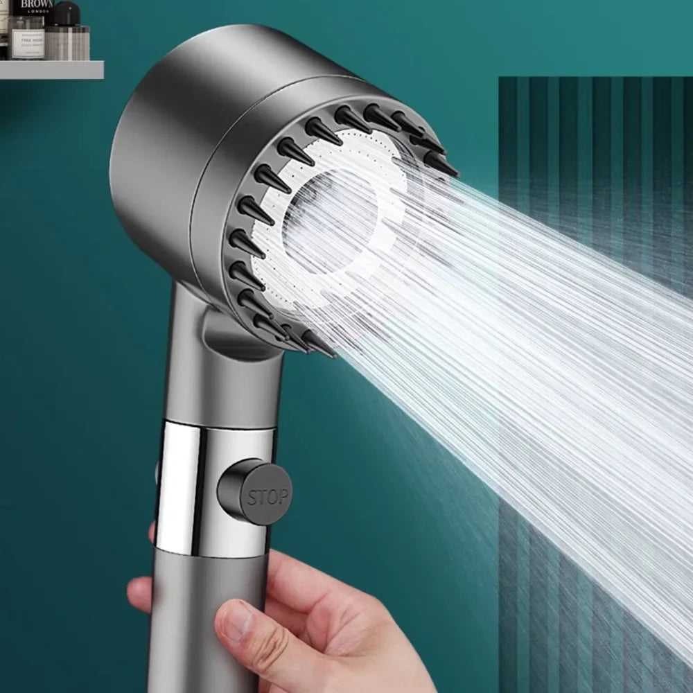 Pommeau de douche filtrant haute pression, jet réglable à 3 modes avec brosse de massage, robinet effet pluie, accessoires de salle de bain