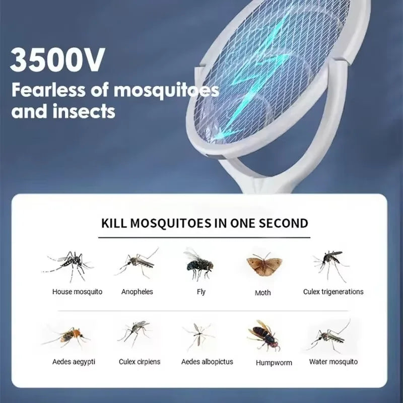 Raquette de charge rapide 5 en 1, tue les insectes volants, lampe isolée de sécurité, alimentée par batterie, tapette électrique anti-moustiques réglable en ABS