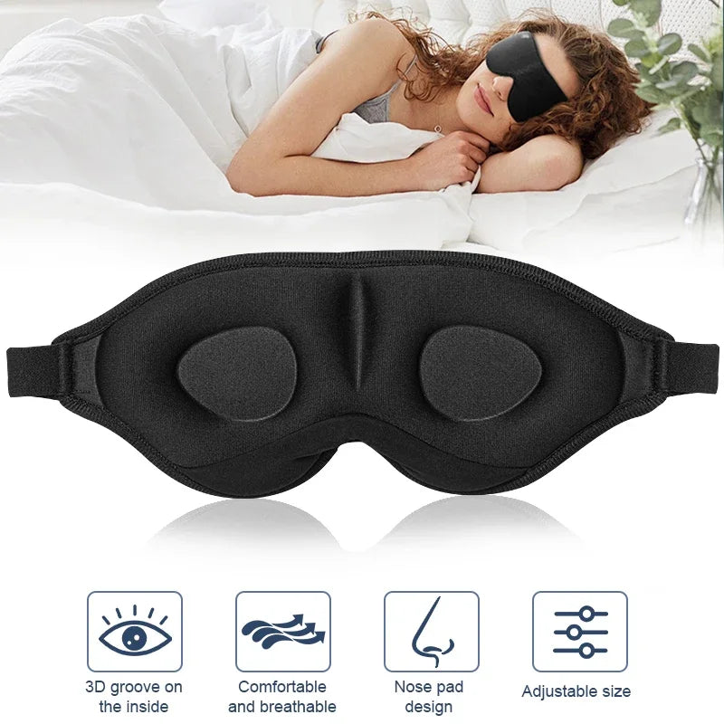 Masque de sommeil 3D profilé, bandeau concave moulé, occultant la lumière, pour femmes et hommes.