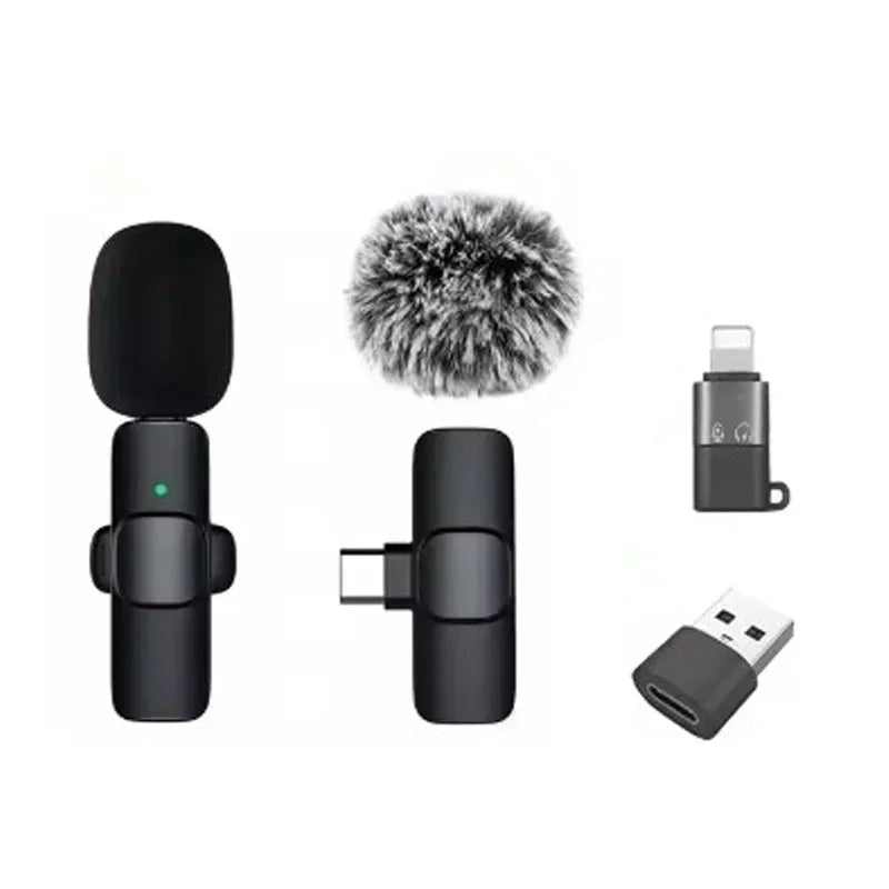Wireless Lavalier Microphone Mini USB-C Noise Reduction for iPhone Android Live Streaming Interviews Portable Handheld Mic