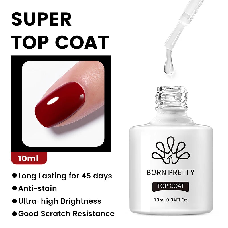 BORN PRETTY 10ml Base Gel couche de finition Gel de caoutchouc Gel de renfort pour ongles outils tremper UV LED vernis à ongles fonction Gel