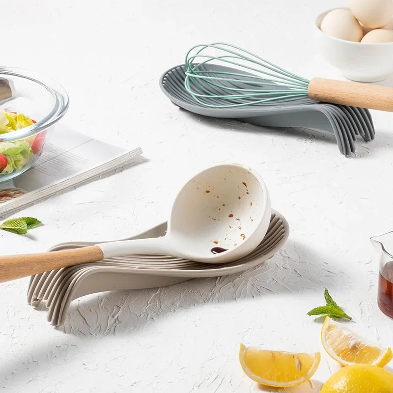 1/4 pièces Porte-cuillères isolé en silicone résistant à la chaleur, set de table, porte-cuillères, étagère à couverts, ustensiles de cuisine