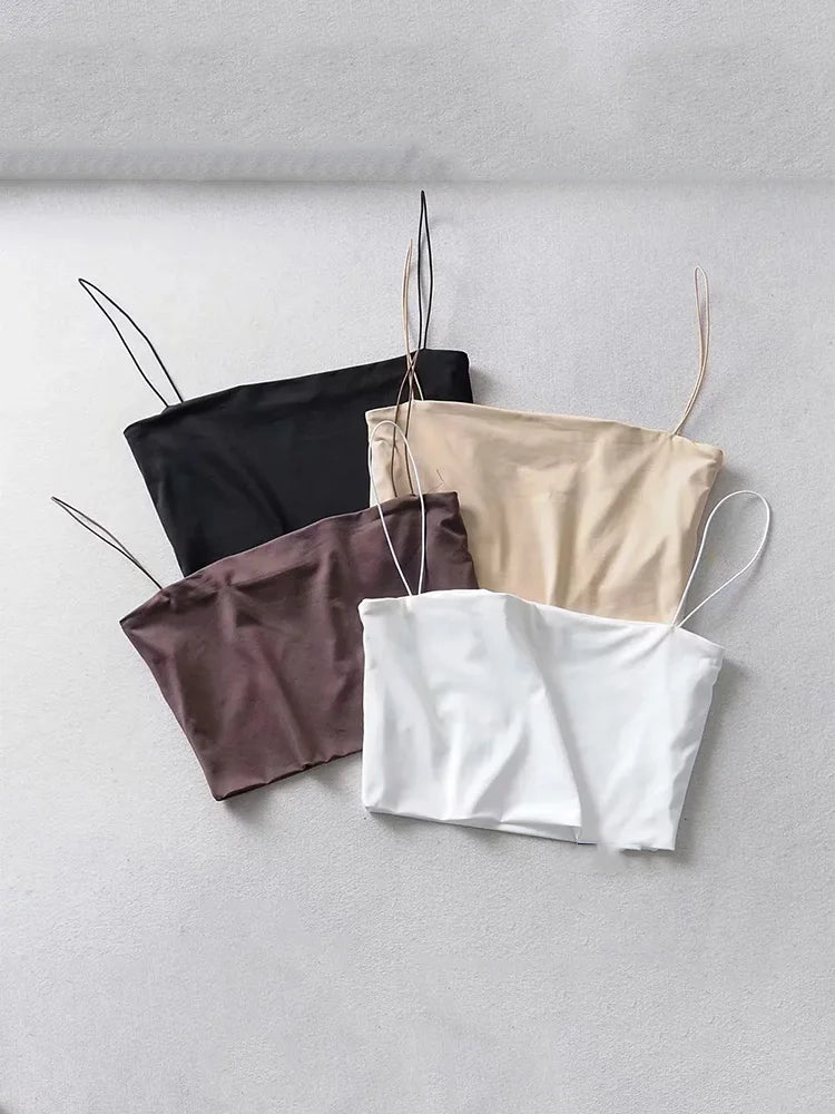 Débardeur court sexy en coton élastique pour femme, collection été 2022