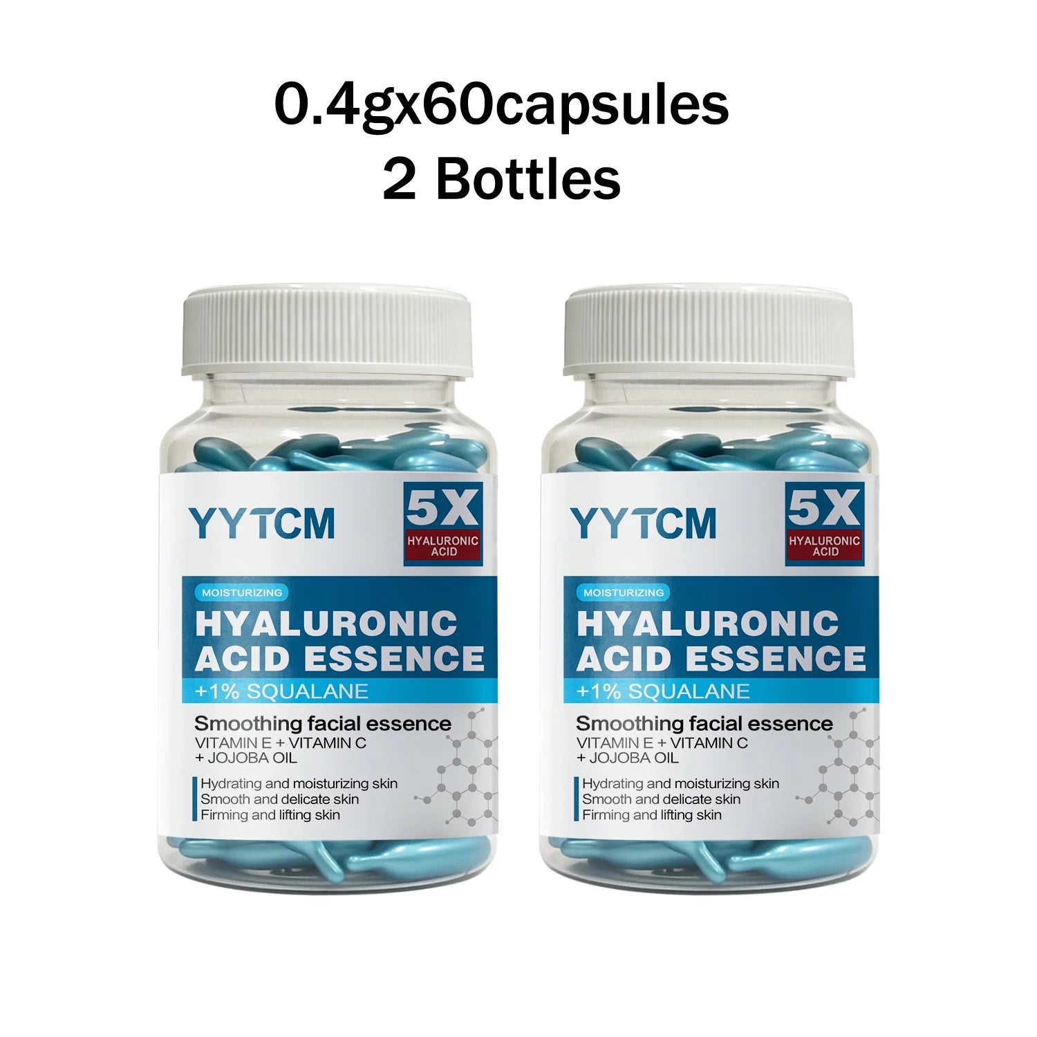 Capsules d'essence hydratante intense à l'acide hyaluronique, sérum hydratant et illuminateur pour la peau (0,4 g x 30 capsules) - 1 sachet