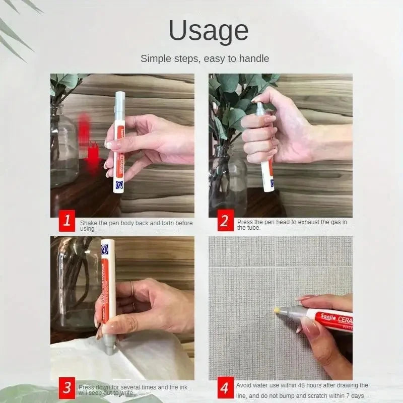 1/3 Pcs Waterproof White Marker Pen Wall Seam Repair Tiles Grout Markers Pens Floor Bathroom Decontamination Paint Brush Tools