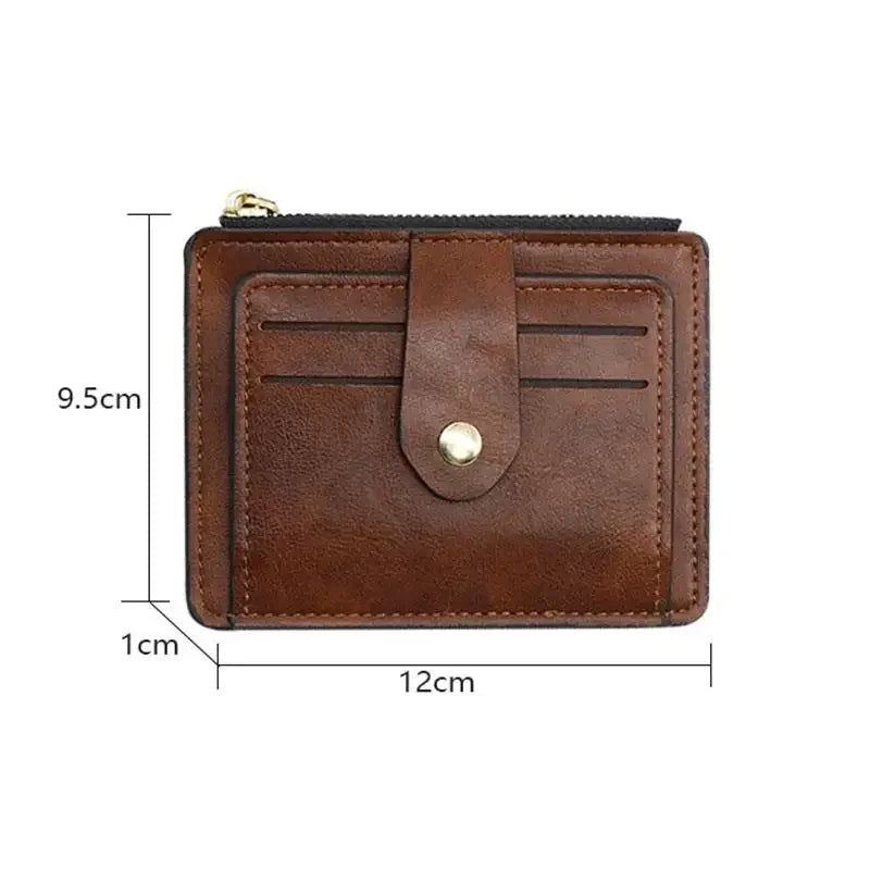 Portefeuille homme élégant avec porte-cartes de crédit et d'identité, fin et en cuir, avec poche à monnaie. Marque de luxe, marron