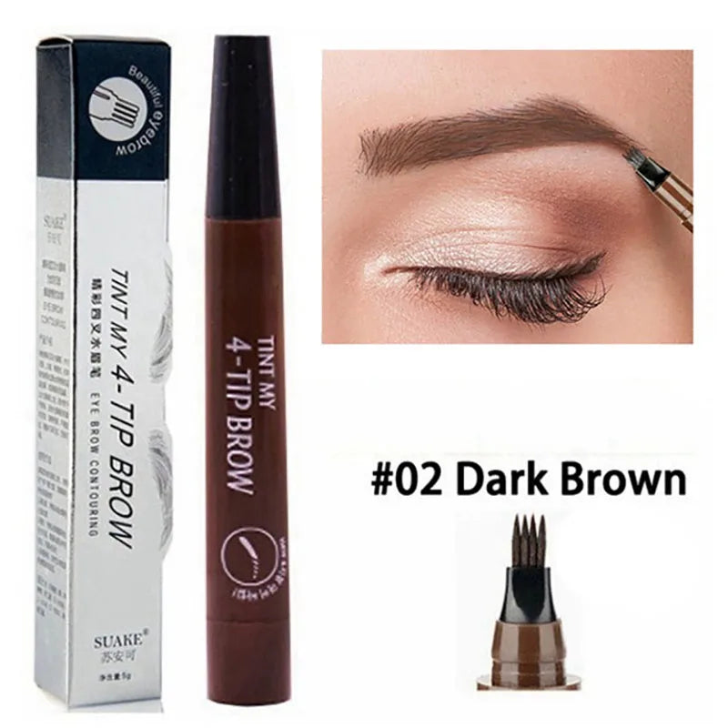 Crayon à sourcils microblading à 4 fourchettes, imperméable, maquillage naturel longue durée, cinq couleurs