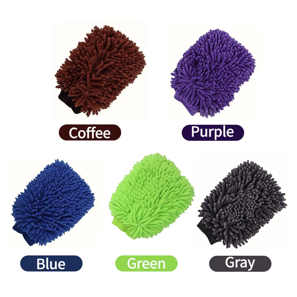 Gants de lavage auto, gants en chenille, chiffons en peluche, double face épais, accessoires et outils de nettoyage pour voiture, produits d'esthétique automobile