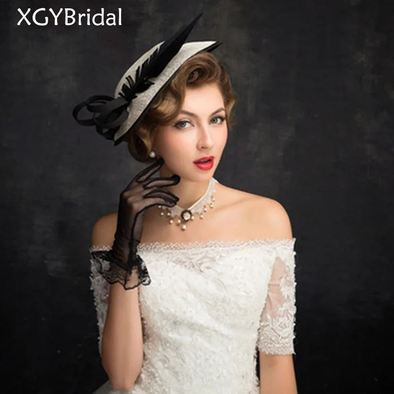 Chapeau de mariée style britannique, voile de mariée, coiffe en plumes, accessoires de coiffure pour banquet et mariage