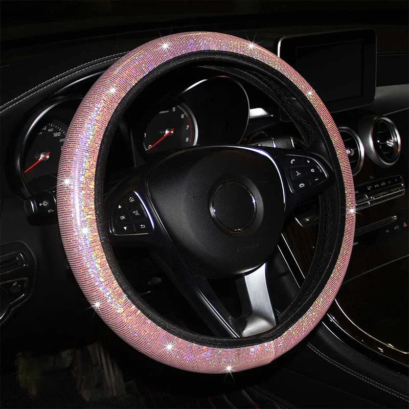Housse de volant de voiture universelle 37/38cm, housse de poignée élastique, diamant bronzant coloré, accessoires de volant scintillants