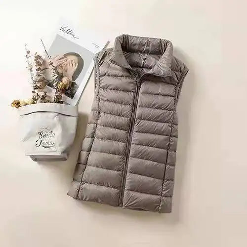 Gilet en duvet Ultra léger pour femmes, veste sans manches, Slim, Portable, léger, coupe-vent, nouvelle collection 2024