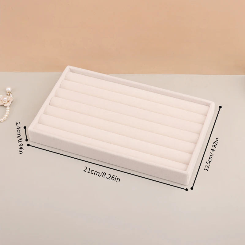 Présentoir à bijoux en velours, porte-bijoux exquis, Portable, bague, boucles d'oreilles, collier, organisateur, boîte de rangement, plateaux organisateurs Beige